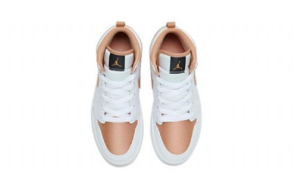 Nike Air Jordan 1 Mid Tops Ps Retro Basketball Shoes Herre Hvite Rosa Gull