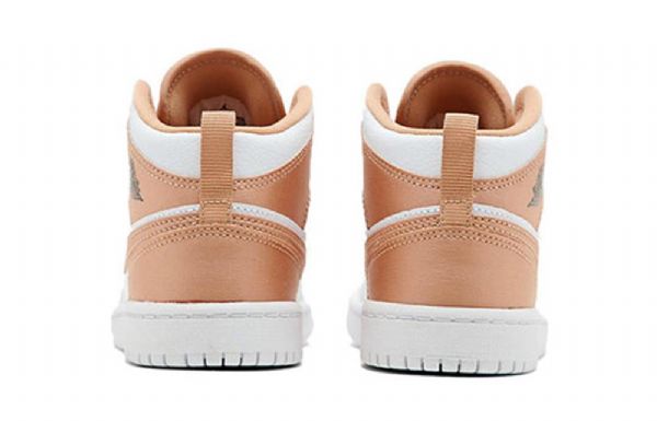 Nike Air Jordan 1 Mid Tops Ps Retro Basketball Shoes Herre Hvite Rosa Gull