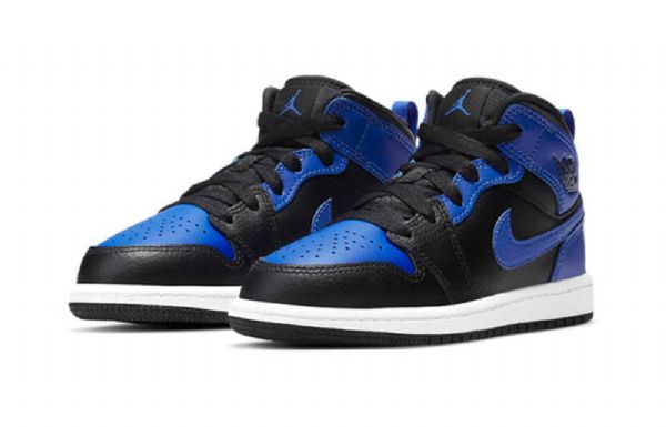 Nike Air Jordan 1 Mid Tops Ps Retro Basketball Shoes Herre Svarte Blå