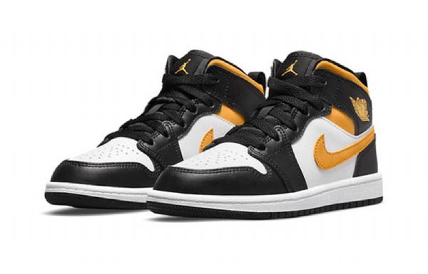 Nike Air Jordan 1 Mid Tops Ps Retro Basketball Shoes Herre Svarte Gull