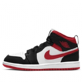 Nike Air Jordan 1 Mid Tops Ps Retro Basketball Shoes Herre Svarte Rød