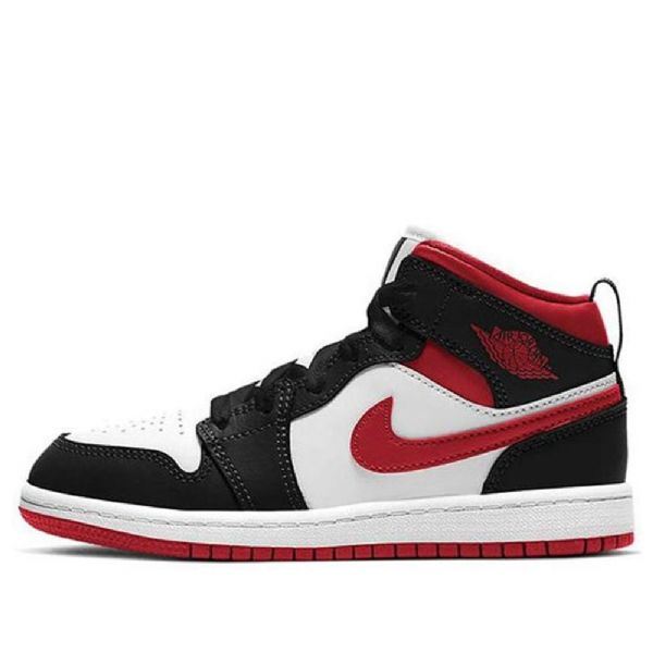 Nike Air Jordan 1 Mid Tops Ps Retro Basketball Shoes Herre Svarte Rød