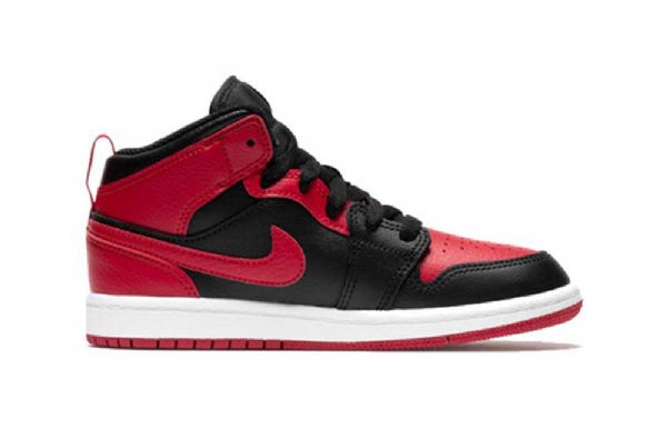 Nike Air Jordan 1 Mid Tops Ps Retro Basketball Shoes Herre Svarte Rød