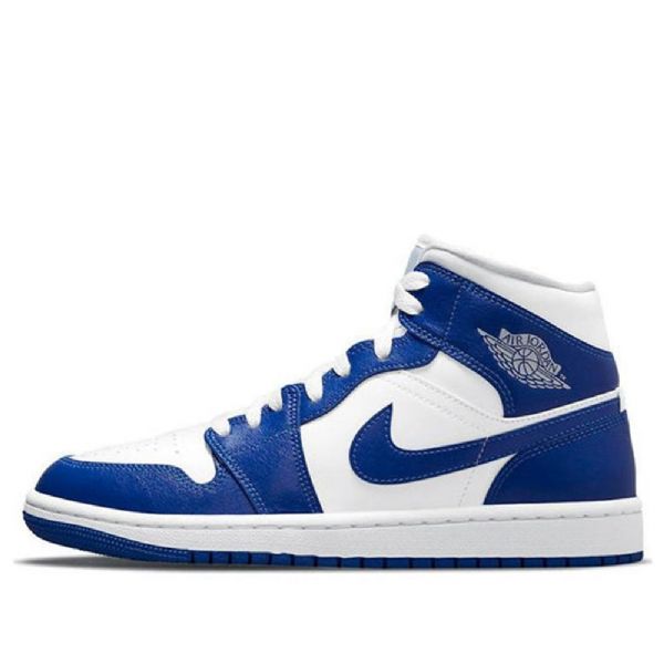 Nike Air Jordan 1 Mid Tops Retro Basketball Shoes Dame Blå