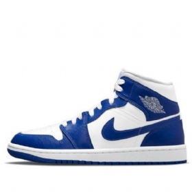 Nike Air Jordan 1 Mid Tops Retro Basketball Shoes Dame Blå