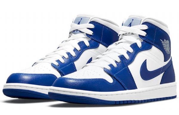 Nike Air Jordan 1 Mid Tops Retro Basketball Shoes Dame Blå