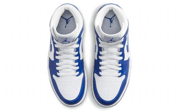 Nike Air Jordan 1 Mid Tops Retro Basketball Shoes Dame Blå
