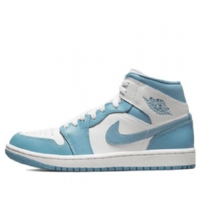 Nike Air Jordan 1 Mid Tops Retro Basketball Shoes Dame Blå