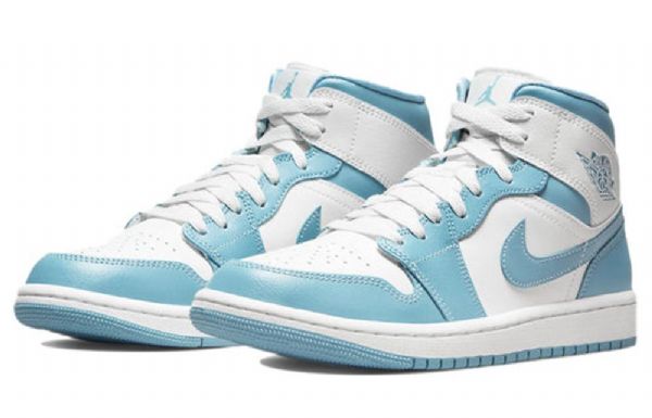 Nike Air Jordan 1 Mid Tops Retro Basketball Shoes Dame Blå