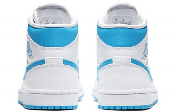 Nike Air Jordan 1 Mid Tops Retro Basketball Shoes Dame Blå Hvite