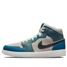 Nike Air Jordan 1 Mid Tops Retro Basketball Shoes Dame Blå Rød