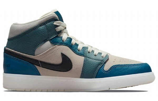 Nike Air Jordan 1 Mid Tops Retro Basketball Shoes Dame Blå Rød