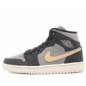 Nike Air Jordan 1 Mid Tops Retro Basketball Shoes Dame Grå