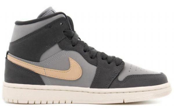 Nike Air Jordan 1 Mid Tops Retro Basketball Shoes Dame Grå