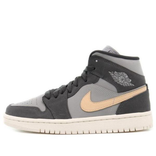 Nike Air Jordan 1 Mid Tops Retro Basketball Shoes Dame Grå