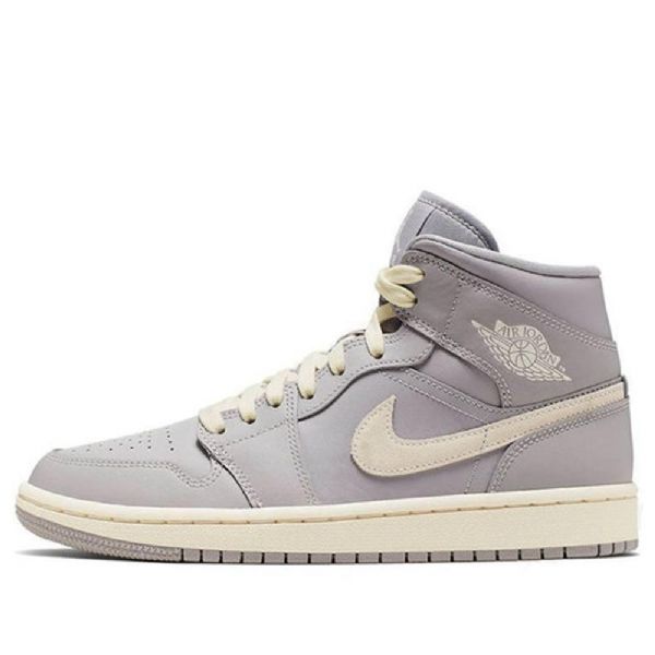 Nike Air Jordan 1 Mid Tops Retro Basketball Shoes Dame Grå Lyse