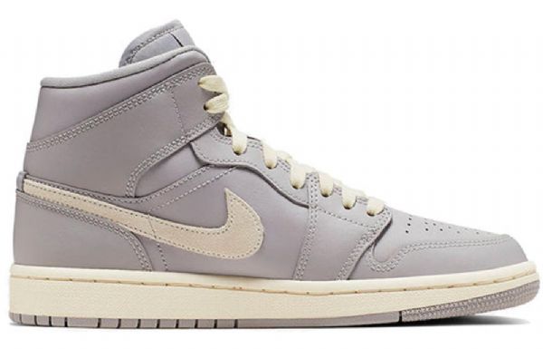Nike Air Jordan 1 Mid Tops Retro Basketball Shoes Dame Grå Lyse