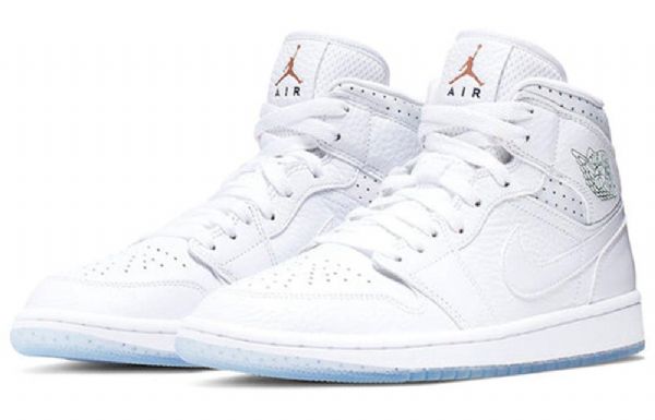 Nike Air Jordan 1 Mid Tops Retro Basketball Shoes Dame Hvite