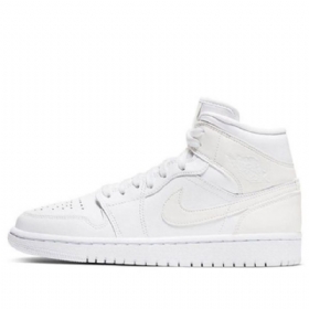 Nike Air Jordan 1 Mid Tops Retro Basketball Shoes Dame Hvite