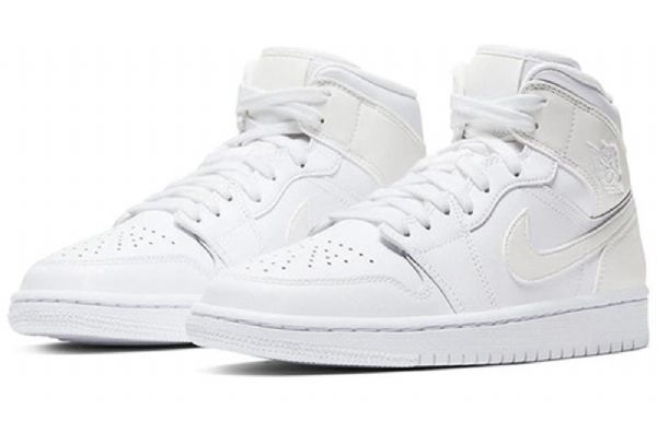 Nike Air Jordan 1 Mid Tops Retro Basketball Shoes Dame Hvite