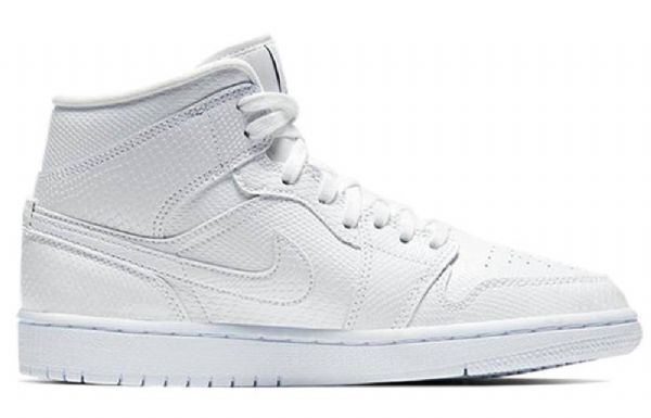 Nike Air Jordan 1 Mid Tops Retro Basketball Shoes Dame Hvite
