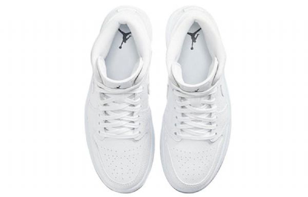 Nike Air Jordan 1 Mid Tops Retro Basketball Shoes Dame Hvite