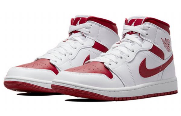Nike Air Jordan 1 Mid Tops Retro Basketball Shoes Dame Hvite