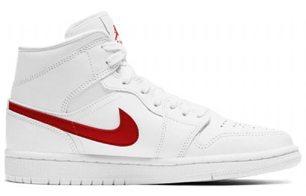 Nike Air Jordan 1 Mid Tops Retro Basketball Shoes Dame Hvite Rød