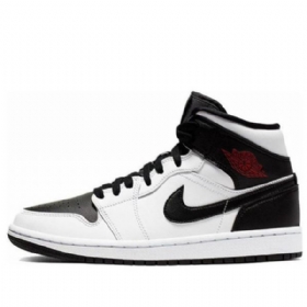 Nike Air Jordan 1 Mid Tops Retro Basketball Shoes Dame Hvite Svarte