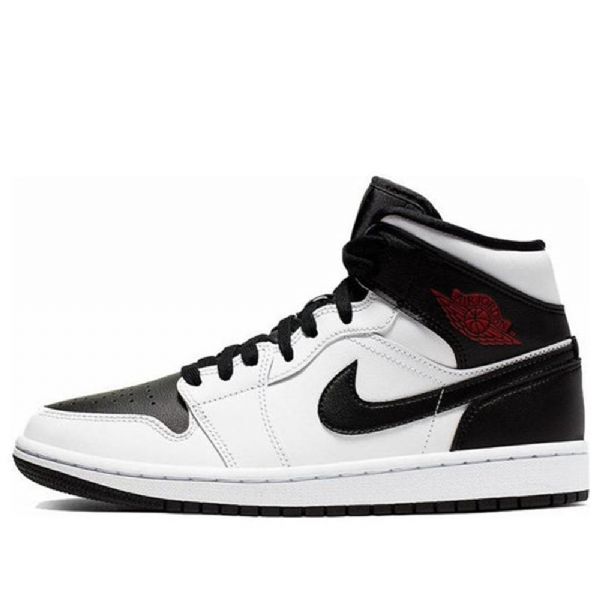 Nike Air Jordan 1 Mid Tops Retro Basketball Shoes Dame Hvite Svarte