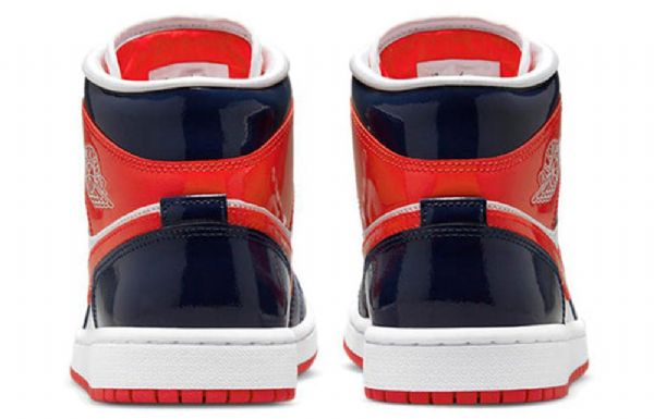 Nike Air Jordan 1 Mid Tops Retro Basketball Shoes Dame Marineblå Rød Hvite