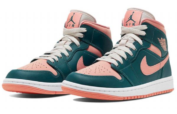 Nike Air Jordan 1 Mid Tops Retro Basketball Shoes Dame Mørke Grønn