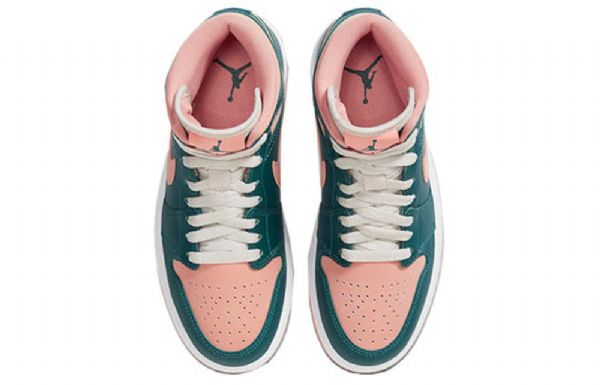 Nike Air Jordan 1 Mid Tops Retro Basketball Shoes Dame Mørke Grønn