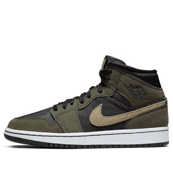 Nike Air Jordan 1 Mid Tops Retro Basketball Shoes Dame Olivengrønne