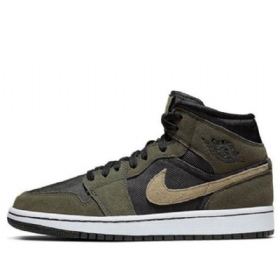 Nike Air Jordan 1 Mid Tops Retro Basketball Shoes Dame Olivengrønne
