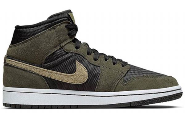 Nike Air Jordan 1 Mid Tops Retro Basketball Shoes Dame Olivengrønne