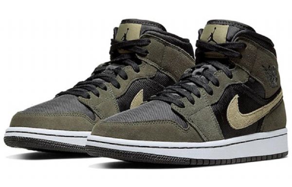 Nike Air Jordan 1 Mid Tops Retro Basketball Shoes Dame Olivengrønne