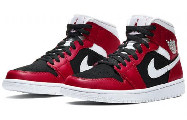 Nike Air Jordan 1 Mid Tops Retro Basketball Shoes Dame Rød Svarte