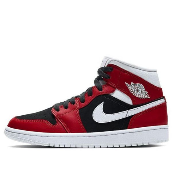 Nike Air Jordan 1 Mid Tops Retro Basketball Shoes Dame Rød Svarte