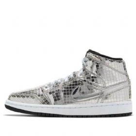 Nike Air Jordan 1 Mid Tops Retro Basketball Shoes Dame Sølv