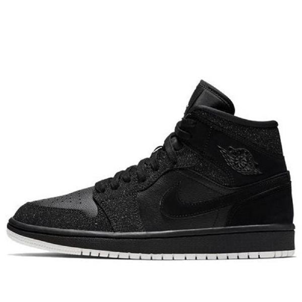 Nike Air Jordan 1 Mid Tops Retro Basketball Shoes Dame Svarte