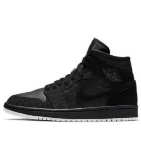 Nike Air Jordan 1 Mid Tops Retro Basketball Shoes Dame Svarte