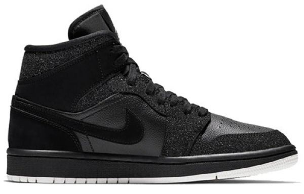 Nike Air Jordan 1 Mid Tops Retro Basketball Shoes Dame Svarte