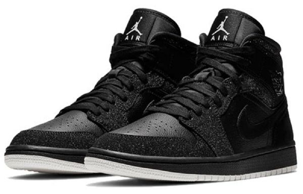 Nike Air Jordan 1 Mid Tops Retro Basketball Shoes Dame Svarte