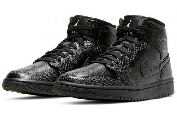 Nike Air Jordan 1 Mid Tops Retro Basketball Shoes Dame Svarte
