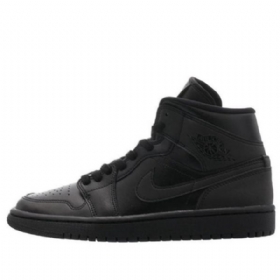 Nike Air Jordan 1 Mid Tops Retro Basketball Shoes Dame Svarte