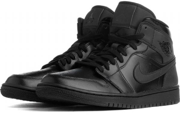 Nike Air Jordan 1 Mid Tops Retro Basketball Shoes Dame Svarte