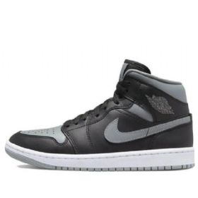Nike Air Jordan 1 Mid Tops Retro Basketball Shoes Dame Svarte Grå