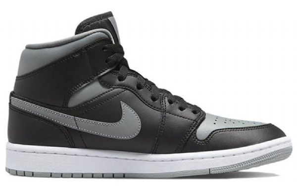 Nike Air Jordan 1 Mid Tops Retro Basketball Shoes Dame Svarte Grå