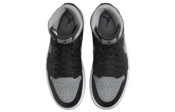 Nike Air Jordan 1 Mid Tops Retro Basketball Shoes Dame Svarte Grå